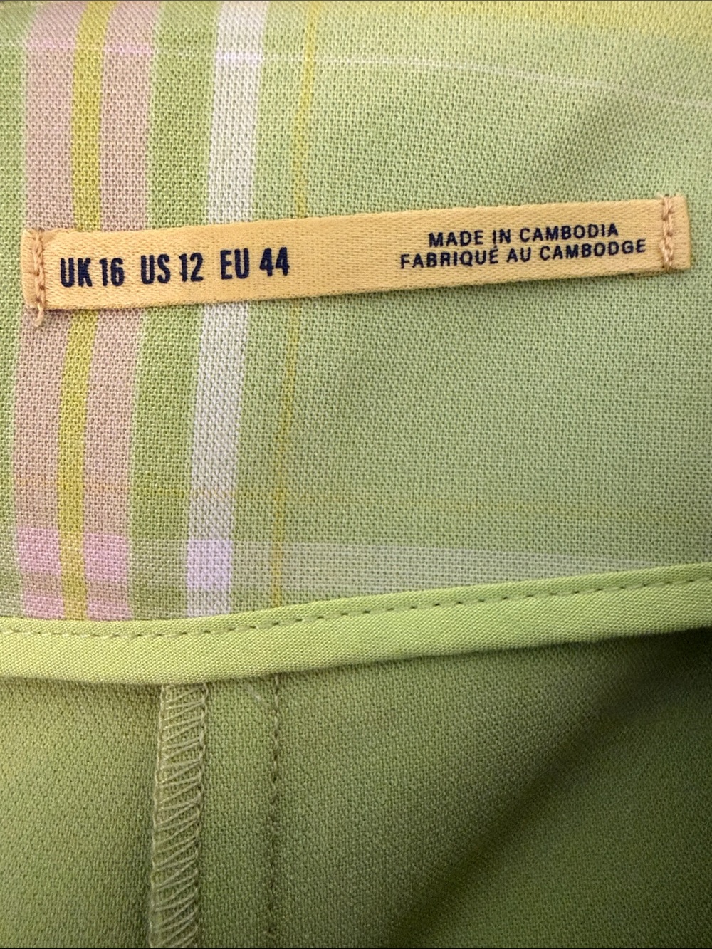 Anthropologie Maeve Skirty Godet Skort in Plaid Chartreuse Size 16 - Picture 10 of 12
